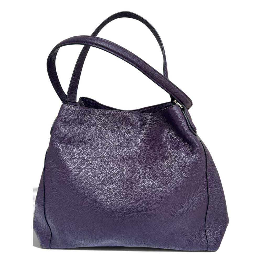 Coach Edie 31 Shoulder Bag Dark Purple Pebbled Leather Tote 57125 - Picture 2 of 7